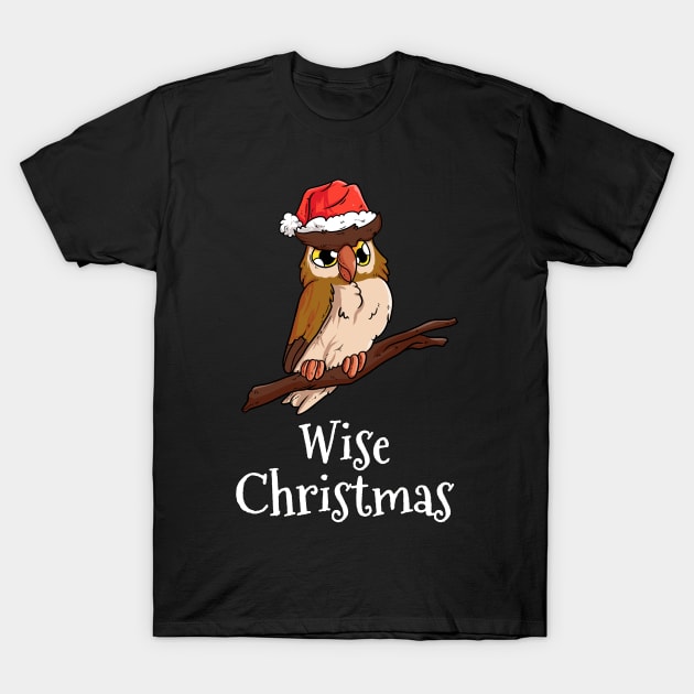 Wise Christmas Merry Christmas Santas Hat Owl T-Shirt by TheTeeBee